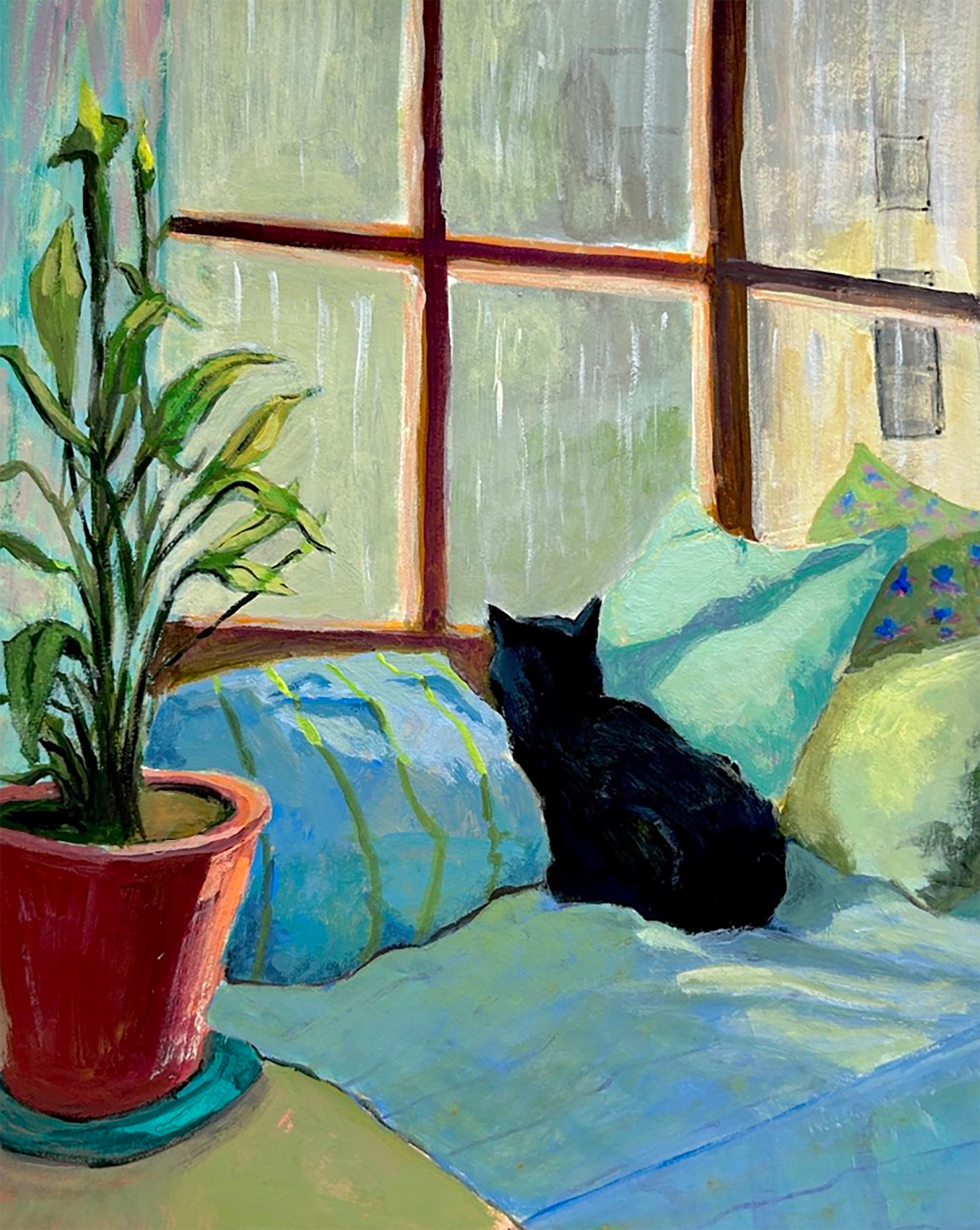 The Cat Watches a Sun Shower